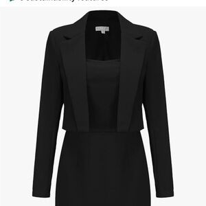 Elegant Black Women's Dress‎ & Blazer Set